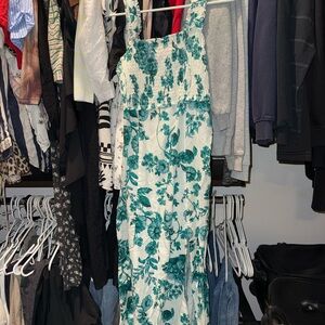 Floral Maxi Dress in Teal and White